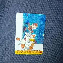 Vintage Pocket Monsters Vending Holo Prism Pokemon Sticker Card Meowth #38 Misty - Image 1
