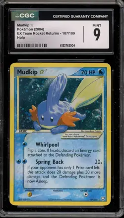 Pokemon Mudkip Gold Star EX Team Rocket Returns Holo Ultra Rare #107 CGC 9 Mint - Image 1