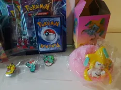 pokemon tcg lot sealed + Jirachi Toy + Pins - Image 3