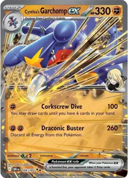 Cynthia's Garchomp ex - 104/182 - Double Rare LP TCG Pokemon - Image 1