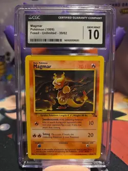 CGC 10 Magmar Pokemon (1999) Fossil - Unlimited - 39/62 - Image 1