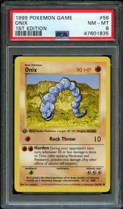 Onix Shadowless 1st Ed. Pokemon Base Set PSA 8 NM - Mint 1999 - Image 1