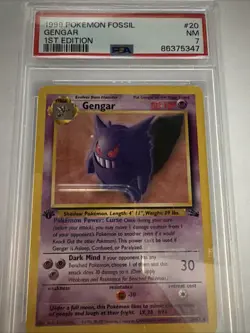 GENGAR 1999 Pokemon Fossil 1st Edition #20 - PSA 7 - Image 1