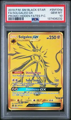 2019 POKEMON SM BLACK STAR PROMO #SM104A FULL ART/SOLGALEO GX PSA 10 - Image 1
