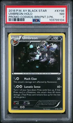 2016 POKEMON XY BLACK STAR PROMO COSMOS-BREAKPOINT 3 PACK UMBREON-HOLO PSA 7 - Image 1