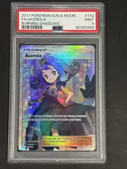 2017 Pokemon TCG: Sun & Moon - Burning Shadows - FA/ Acerola #142 MINT PSA 9 - Image 1