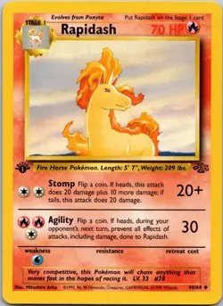Rapidash 44/64 1st Edition LP Pokemon Card TCG Jungle - Image 1