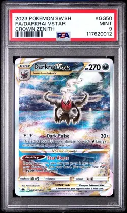 2023 Pokemon Crown Zenith #GG50 Full Art Darkrai VSTAR PSA 9 MINT Trusted Seller - Image 1
