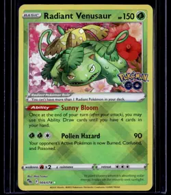 Radiant Venusaur Radiant Rare Pokemon GO 004/078 NM - Image 1