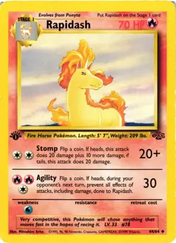 Pokemon TCG Rapidash 44/64 Uncommon 1st Edition Jungle MP - Image 1