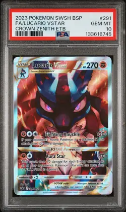 2023 POKEMON SWSH BLACK STAR PROMO #291 FULL ART/LUCARIO VSTAR PSA 10 - Image 1