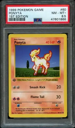 1999 POKEMON BASE SET 1ST EDITION #60 PONYTA PSA 8.5 NM - Mint - Image 1
