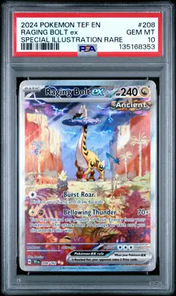 2024 POKEMON TEF EN-TEMPORAL FORCES #208 RAGING BOLT EX PSA 10 - Image 1