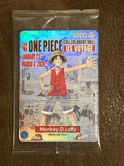 ONE PIECE Card Game Monkey D. Luffy SEALED College Basketball US Voyage Promo. - Image 1