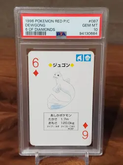 1996 Pokemon Dewgong Red Back Poker Playing Card 6 of Diamonds- PSA 10 - Image 1