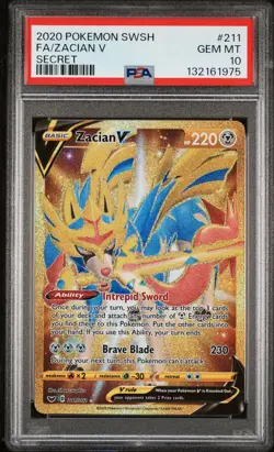 2020 POKEMON SWORD & SHIELD SECRET #211 FULL ART/ZACIAN V PSA 10 - Image 1