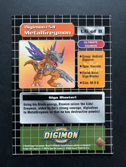 FOIL PRISM Digimon Card MetalGreymon U6 Upper Deck 1999 Holo Parallel 54 DP 480 - Image 5
