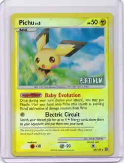 Pokemon Pichu 45/100 Platinum Stamped Reverse Holo Uncommon Stormfront 2008 MP - Image 1