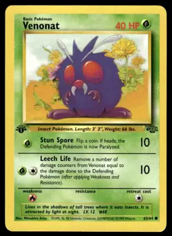 Pokemon TCG Jungle 1st Edition #63/64 Venonat LP+ - Image 1