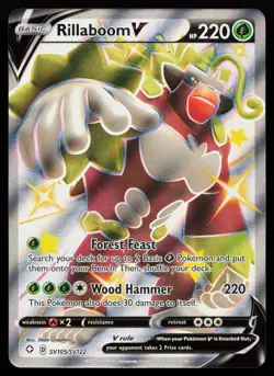 Rillaboom V SV105/SV122 Shiny Holo Rare Shining Fates: Shiny Vault Pokemon Card - Image 1