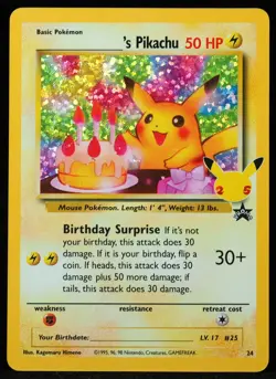 Birthday Pikachu #25 NM/M Pokemon Card - Image 4