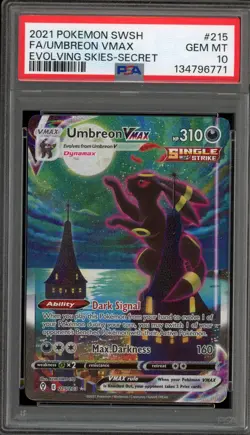 Pokemon Umbreon VMAX Evolving Skies Secret Rare Full Alt Art #215 PSA 10 - Image 1