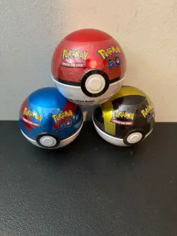 Pokemon TCG 3 Pokemon GO PokeBall Balls Poke Ball Tin 3 Booster Packs NEW - Image 1