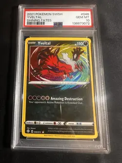 2021 Pokemon Shining Fates 046/072 Yveltal Amazing Rare Holo PSA 10 - Image 1