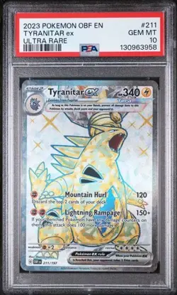 2023 Pokemon Obsidian Flames Tyranitar EX Ultra Rare #211 PSA 10 - Image 1