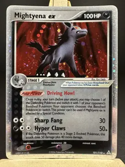 Mightyena ex 101/110 Pokemon 2006 Holon Phantoms Holo Rare SWIRL English NM - Image 1