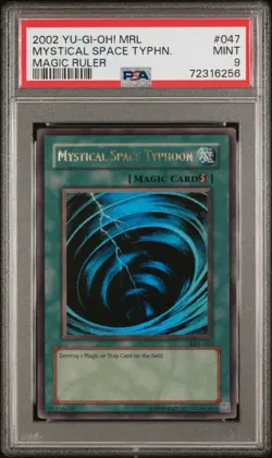 2002 Yu-Gi-Oh! Mystical Space Typhoon Magic Ruler Unlimited Ultra Rare PSA 9 - Image 1