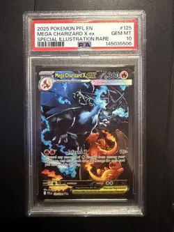 2025 POKEMON PFL EN MEGA CHARIZARD X EX SPECIAL ILLUSTRATION RARE 125/094 PSA 10 - Image 1