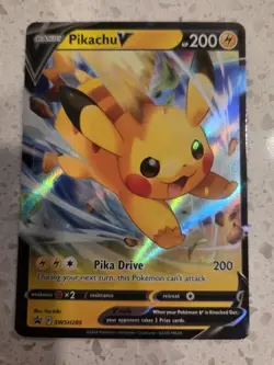 Pikachu V black star Promo SWSH285 NM Pokemon Tcg Card + Free Gift - Image 1