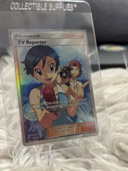 TV Reporter Full Art 167/168 Sm-Celestial Storm Holo Card Near Mint Condition - Image 1