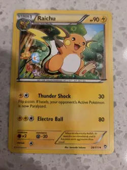 Raichu 28/111 Furious Fists Non-Holo NM Pokemon Tcg Card + Free Gift - Image 1