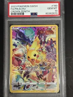 PSA 10 GEM MINT 2023 Pokemon Pikachu 160 Crown Zenith Secret Rare Full Art Holo - Image 1