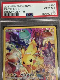 PSA 10 GEM MINT 2023 Pokemon Pikachu 160 Crown Zenith Secret Rare Full Art Holo - Image 3