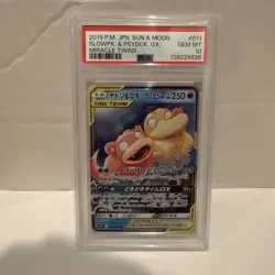 2019 POKEMON JAPANESE SUN & MOON MIRACLE TWINS #011 SLOWPOKE & PSYDUCK GX PSA 10 - Image 1