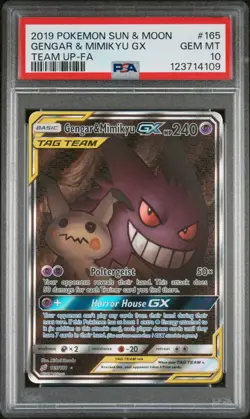 2019 Pokemon Gengar & Mimikyu GX (Full Alt Art) 165/181 Team Up PSA 10 - Image 1