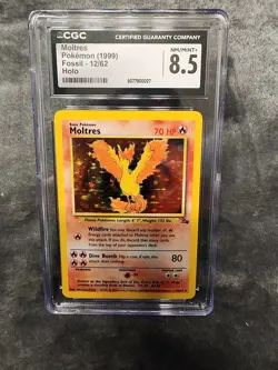 1999 Pokemon Fossil Moltres 12/62 Holo CGC 8.5 NM/Mint+ Rare WotC Vintage - Image 1
