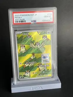 2023 POKEMON Japanese SV3-RULER OF THE BLACK FLAME ART RARE #118 PIDGEY PSA 10 - Image 1