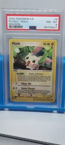 2003 PSA 8 Plusle Holo Rare #8 WOTC Pokemon TCG EX Dragon E Reader Eseries SLAB - Image 1
