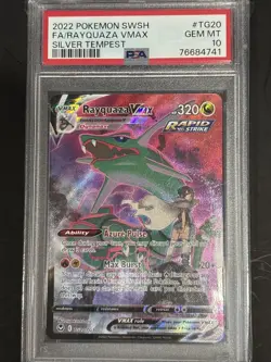 PSA 10 GEM MINT - 2022 Pokemon SWSH Silver Tempest Rayquaza VMAX TG20 Full ART - Image 1