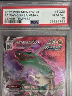 PSA 10 GEM MINT - 2022 Pokemon SWSH Silver Tempest Rayquaza VMAX TG20 Full ART - Image 3
