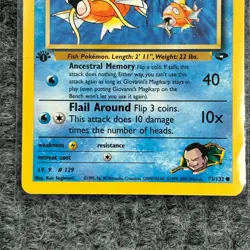 Vintage Pokemon Gym Challenge Giovanni's Magikarp 1st Edition 73/132 NM - Image 4