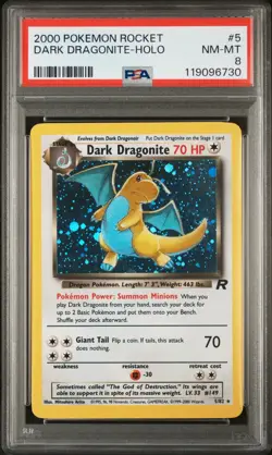 PSA 8 Dark Dragonite 5/82 HOLO Rare Team Rocket WOTC Pokemon Card NM MINT - Image 1