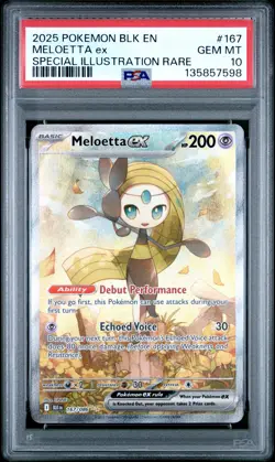2025 POKEMON BLK EN-BLACK BOLT SPECIAL ILLUSTRATION RARE #167 MELOETTA EX PSA 10 - Image 1