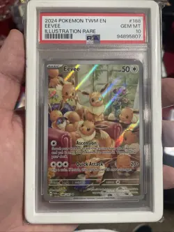 2024 POKEMON TWM EN-TWILIGHT MASQUERADE ILLUSTRATION RARE #188 EEVEE PSA 10 - Image 1