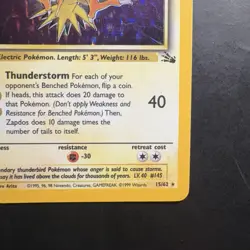 Pokemon Vintage Holo Zapdos 15/62 Fossil Corrected Unlimited Wotc 1999 - Image 4