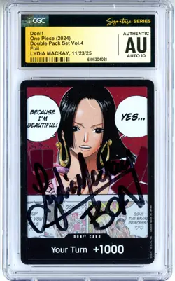 CGC Auto 10 Lydia Mackay DON!! Card (Boa Hancock) (Double Pack Set Vol. 4) Foil - Image 1